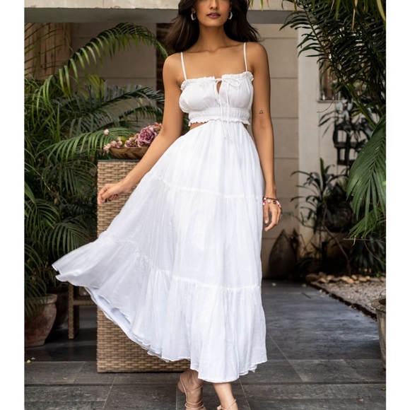 White Midi Sundress with Open Back - Picture 2 of 8